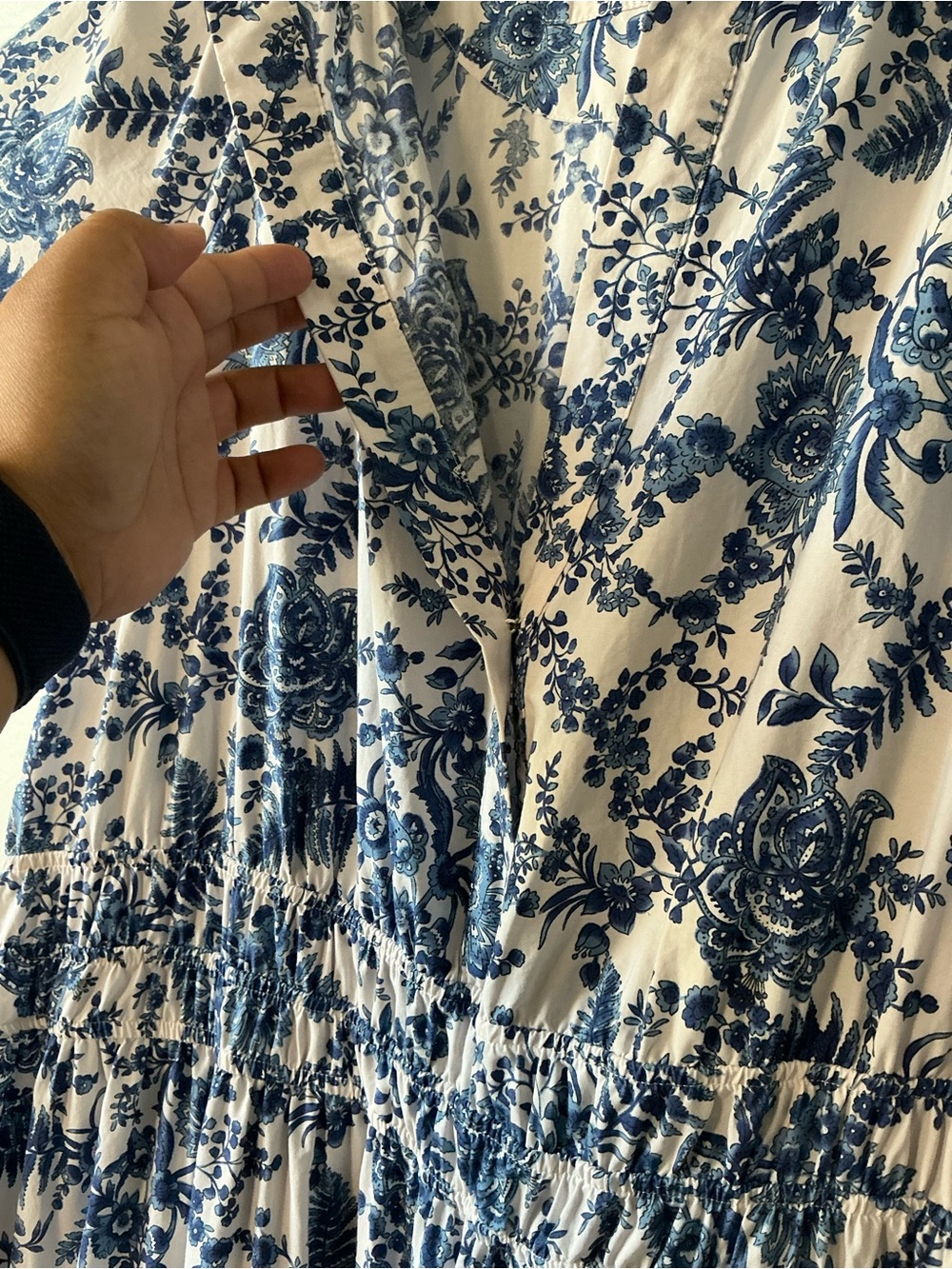Anthropologie Maeve Smocked Floral Toile Tiered Dress 2X - Picture 6 of 16
